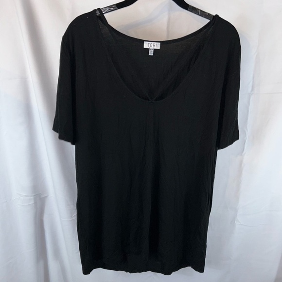 Tobi Shirt Strappy V-Neck Top Short Sleeve Pullover Flowy Oversized Top - Picture 2 of 8